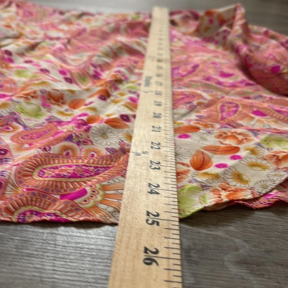 Alice & Trixie Paisley V-Neck Silk Blouse Top 3/4 Balloon Sleeve V neck Sz M - Picture 2 of 6